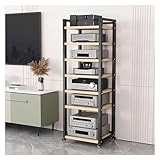 Audio Rack Regal - Höhenverstellbarer Medienschrank mit Rollen für...