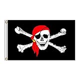 Piratenflagge, 60 x 90 cm, Jolly Roger-Flagge für Outdoor- und...