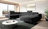 Easy4You Graphit Ecksofa Varberg Velours in U-Form 345 x 72 x 205 cm mit...