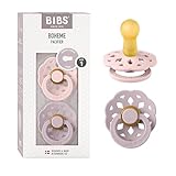 BIBS Boheme Schnuller 2er-Pack. BPA-frei. Kirschform Nippel, Größe 1 (0-6...