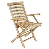 Divero Stuhl Gartenstuhl Terrassenstuhl Klappstuhl aus Teak-Holz Hochlehner...