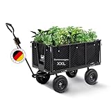 BERLINLODGE Bollerwagen für Garten All Black 205L | Traglast 550kg | HxBxT...