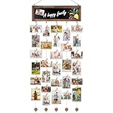 MIUUIPI Bilderrahmen Collagen, Fotovorhang mit 30 Holzklammern und 5...