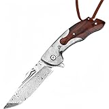 Generisch Damast Taschenmesser mit Gelbes Sandalholz Klappmesser...
