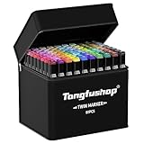 Tongfushop Marker Stifte Set, 80 Farben Meißel & Feine Verdoppelt Spitzt...