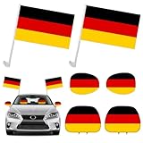 Deutschland Fan-Set, 6-teilig, Autofahnen, Länderflagge, Sport-Dekoration...