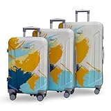 CBA 3-teiliges Gepäck-Set - White & Blue Splash - Kleine, mittlere &...