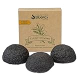BlueFox Konjac Schwamm 3er Set Bambus Aktivkohle, Gesichtsreinigung für...