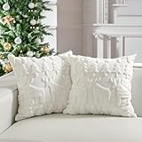 2er Set Wolle Kissenbezüge Weihnachten,Kurzer Wollsamt...