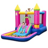 FANTASK Aufblasbare Hüpfburg mit Rutsche, Sprungbereich, Bällebad &...