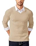 COOFANDY Herren V Ausschnitt Pullover Langarm Strickpullover Feinstrick...