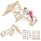 COSTWAY Klettergerüst Indoor, 3 in 1 Kletterdreieck & Kletterleiter &...