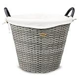 HABAU Feuerholzkorb mit waschbarem Stoffeinsatz, Holzkorb aus extrem...