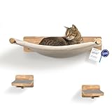 WOOWOOD® Kletterwand Katzen inkl. 2X Katzentreppe Wand [Massivholz] I...