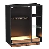 VASAGLE Weinschrank mit Beleuchtung, Sideboard mit LED, Küchenschrank für...