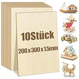 Suofuolef 10 Stück Unvollendete Holzplatte, 200 x 300 x 1.5 mm...