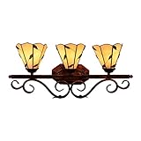 UQACHG Stil Wand-Montiert Wand Sconce 3 Licht 25 'Buntglas Blatt Bernstein...