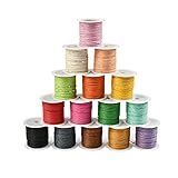 DARENYI 15 Farbe Gewachste Baumwollschnur 1mm Wachsfaden 10m Leder...