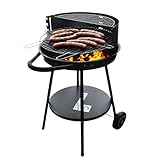 Holzkohlegrill Stahl mit Griffen mobiler BBQ Grill Höhe 83 cm Robuster...