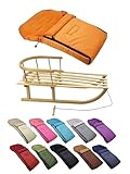 Kombi-Angebot [Holz-Schlitten + universaler Winterfußsack 90cm] Rodel mit...