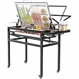 XNXYSMKJ Tragbarer Holzkohlegrill, 360 ° drehbarer Grill mit Rädern,...