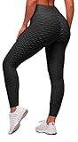 Memoryee Damen Honeycomb Leggings Geraffte Hintern Heben Hohe Taille Push...