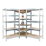 casa pura Schwerlastregal 2er Set + Eckregal 180x90x40 cm | 2625 kg...