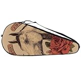 Tennisschlägertasche mit Pferdekopf, gerahmt von einem Hufeisen und Rosen,...