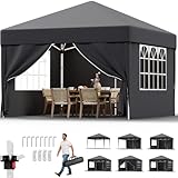 JUMMICO Pavillon 3x3 Wasserdicht Stabil Winterfest mit 4...