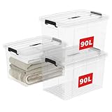 Cetomo 90L*3 Aufbewahrungsboxen, Tragbare Plastikboxen mit Deckeln,...