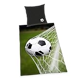 Herding Fußball Bettwäsche-Set, Kopfkissenbezug 80 x 80 cm, Bettbezug 135...