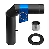 Raik Rauchrohr Ofenrohr Set 150 mm schwarz 90 Grad Bogen dreiteilig mit...