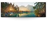 BilderKing Wandbild Wasserfall Hintersee Bayern - 150cm x 50cm Leinwand auf...