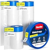 GAUDER 50 Meter Abdeckfolien-Set mit Klebeband (55 + 140 + 270 cm) mit...