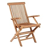 MR. DEKO® Klappstuhl Andover Teak | Hochlehner Outdoor Scherenstuhl |...