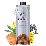 Barf Öl für Hunde 500ml Barföl mit Omega 3-6-9 aus: Lachsöl, Rapsöl,...