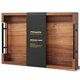 Fibogollo Akazienholz Serviertablett mit Metallgriff,38x25cm Rechteckig...