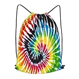 ZXMDZTSS Batik-Rucksack mit Hippie-Druck, leicht, wasserdicht, Kordelzug,...