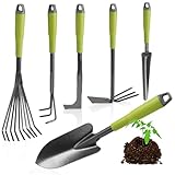 com-four® 6-teiliges Garten-Werkzeug-Set - Gartenset mit Doppelhacke,...