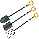 FISKARS Spitz Solid + Rund Solid + Gabel Solid Set Spaten Gabel Schippe...