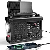 12000mAh Solar Kurbelradio, Tragbar Weltempfänger Radio, Notfallradio mit...