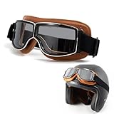 Motorradbrille PU Leder Sonnenbrillen Retro Radbrille Helmbrille...