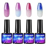 4Pcs Farbwechsel Gel Nagellack Farben Set - UV Gel Nagellack Set, Soak Off...