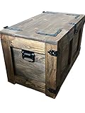 weeco Holztruhe Schatztruhe Aufbewahrungsbox mit vier Räder. 24kg, 80x45cm...