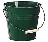 Dehner Dekoeimer, Ø 24 cm, Höhe 22 cm, Zink/Holz, dunkelgrün