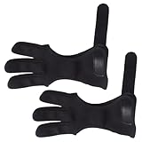 Qsvbeeqj DREI Fingergifthandschuhe 3 Finger Guards Jagen Mit Leder...