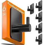 4smile Handtuchhalter ohne Bohren - 6 Stück schwarze Handtuchhaken Bad...