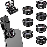 7 in 1 Handy Objektiv Kamera Linse Kit, Lens Set 120° Weitwinkel + 210°...