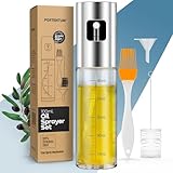 PORTENTUM Ölsprüher 100 ml aus Edelstahl, Ölspender Glasflasche mit...