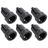 6 Stücke 250 V/16 A Schuko Kupplung, Schuko Stecker, Gummikupplung, IP44...